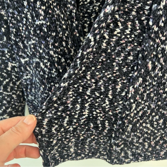 Mia & Tess chenille navy open front cardigan marled white, blue flecks Sz S - Picture 7 of 9